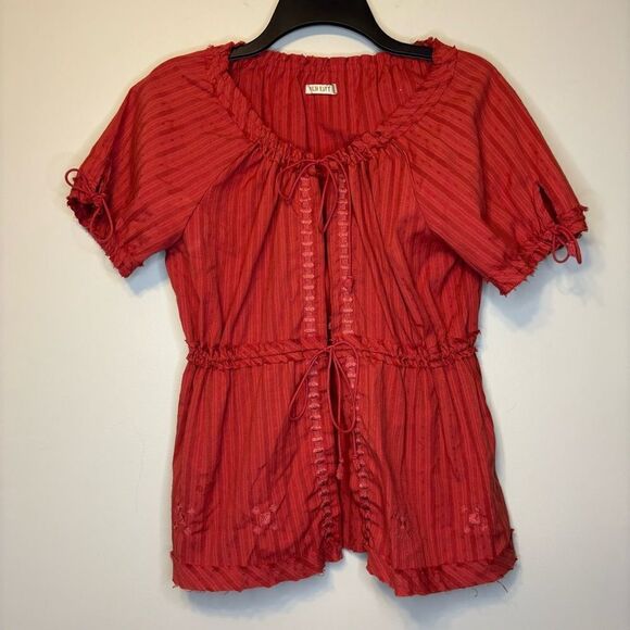 Vintage Old Navy SZ Medium Orange Bohemian Tie Top Embroidered Coquette Girly - Picture 1 of 10